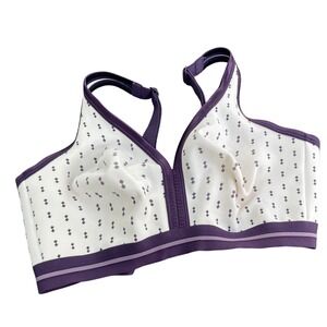 Cacique Wireless Sports‎ Bra 40DD Purple Diamond Print Adjustable Wide Straps
